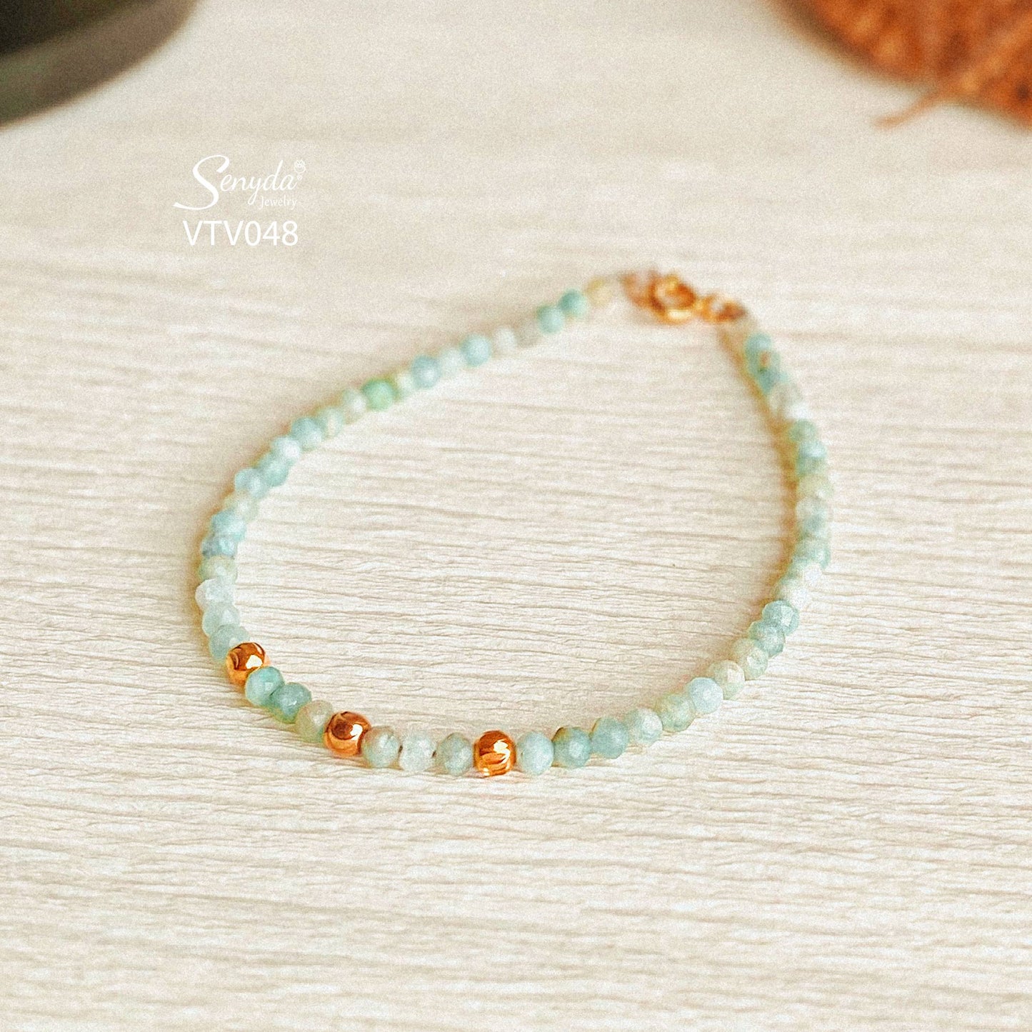 Senyda 10K Solid Gold Amazonite 2,5mm Bracelet With Beads