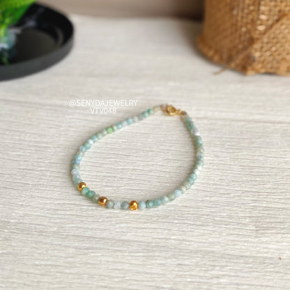 Senyda 10K Gold Natural Amazonite 2,5mmBracelet With Beads