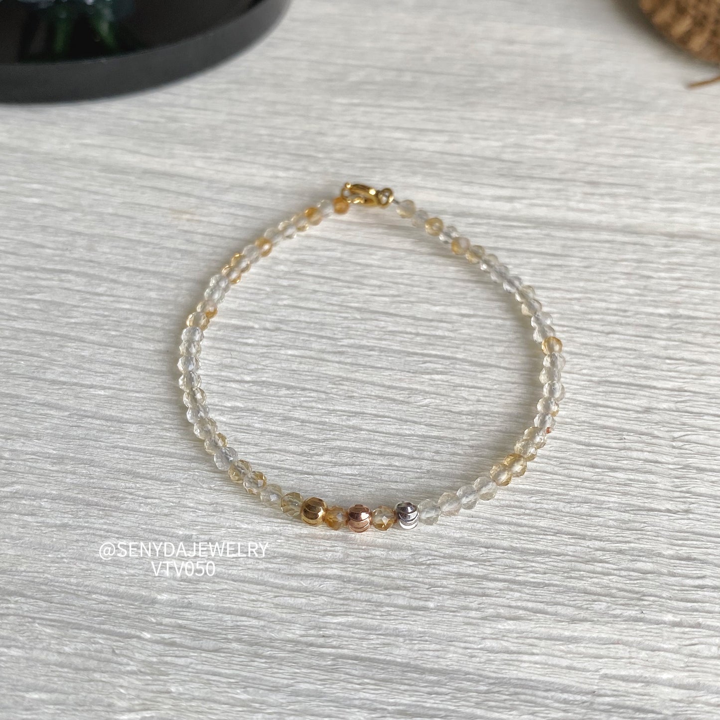 Senyda 10K Gold Natural Colorful Citrine 2,5mm Bracelet With Beads