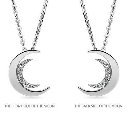 SENYDA TWINKLE - GOLD DIAMOND DOUBLE MOON WITH THE SAME FRONT AND BACK SILE NECKLACE Senyda Jewels