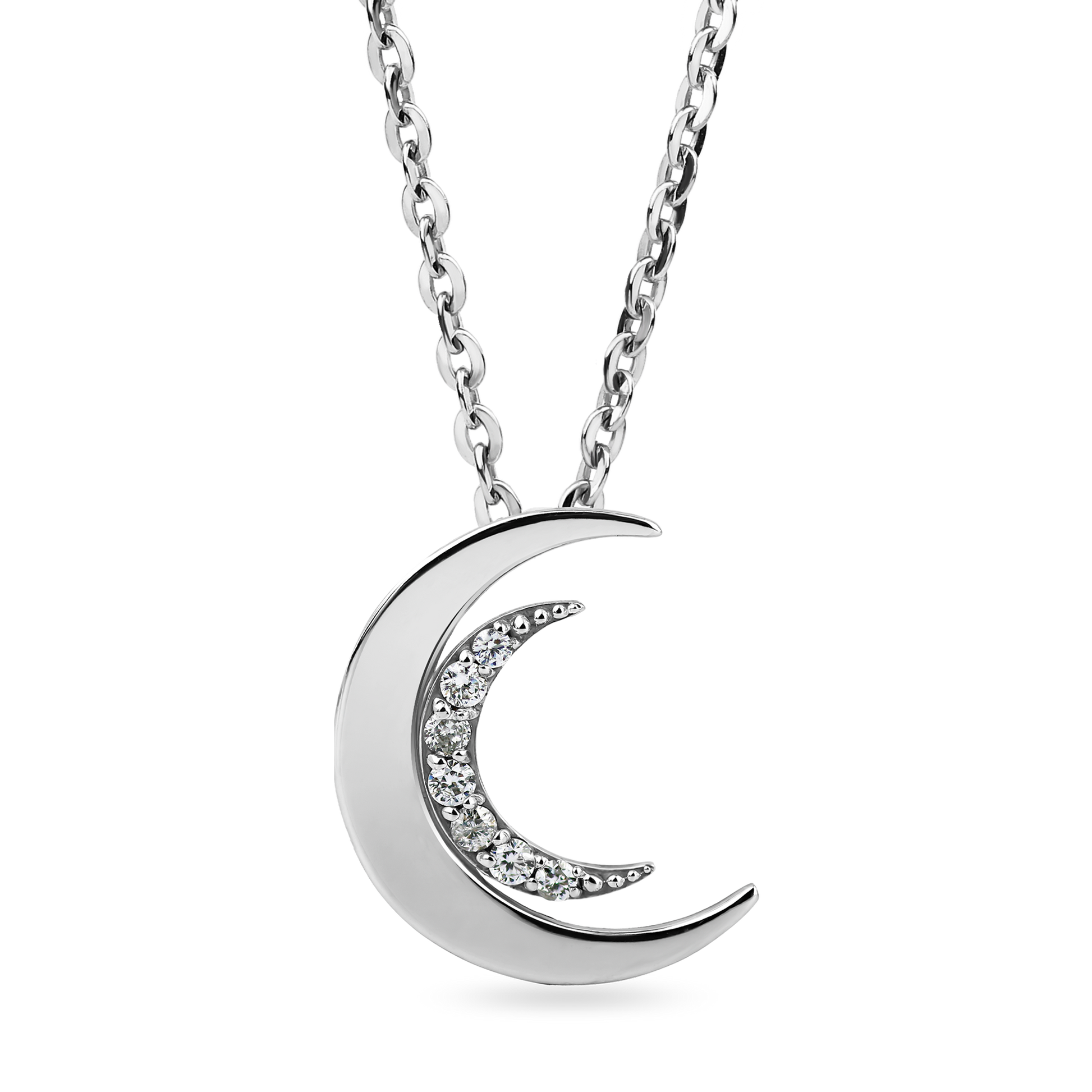 SENYDA TWINKLE - GOLD DIAMOND DOUBLE MOON WITH THE SAME FRONT AND BACK SILE NECKLACE Senyda JewelsSenyda Twinkle - Gold Diamond Double Moon With The Same Front And Back Sile Necklace