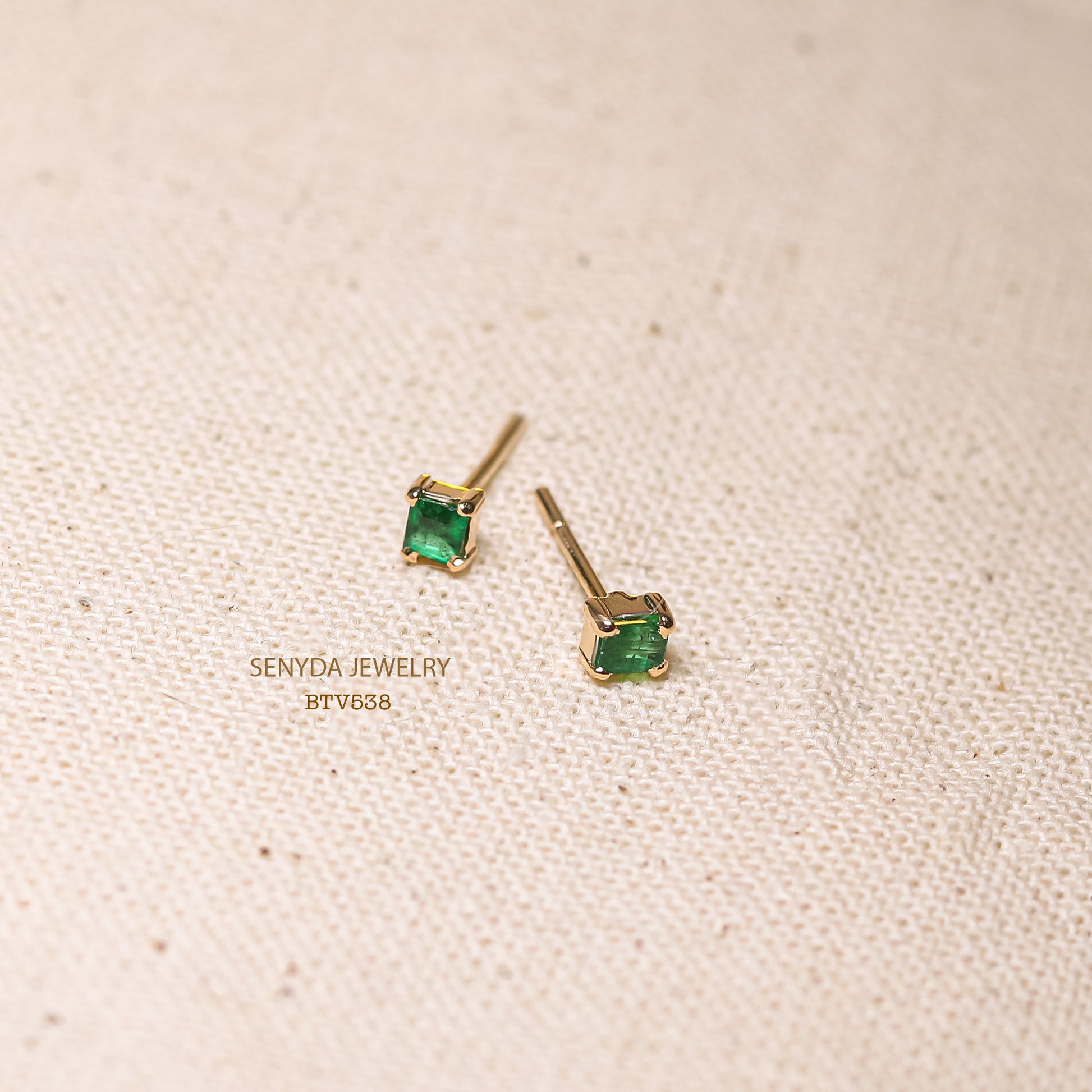 Senyda 16K Solid Gold Natural Gemstones Stud Earrings