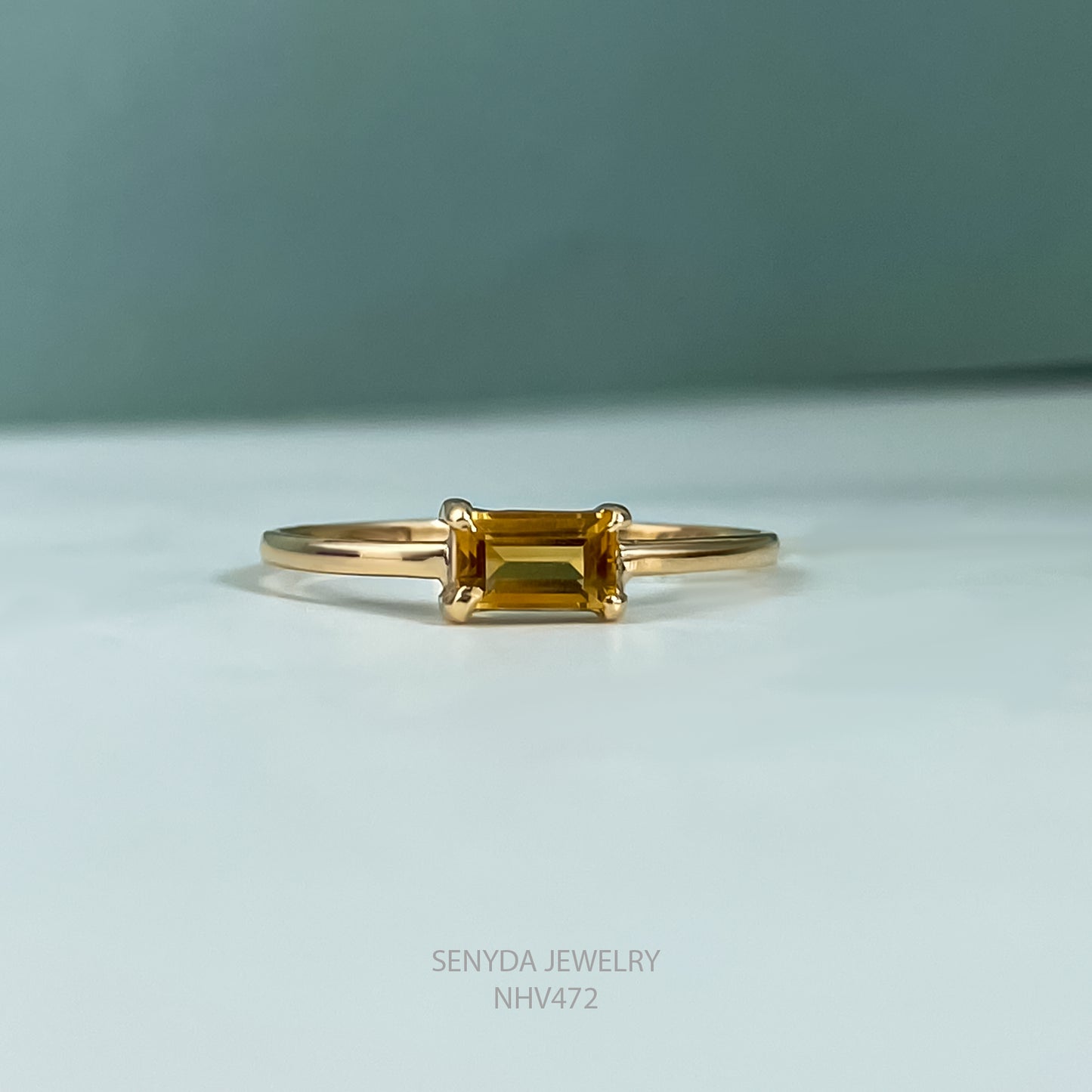 Citrine Baguette Ring - Radiant Elegance and Joyful Sophistication Combined Senyda Jewels
