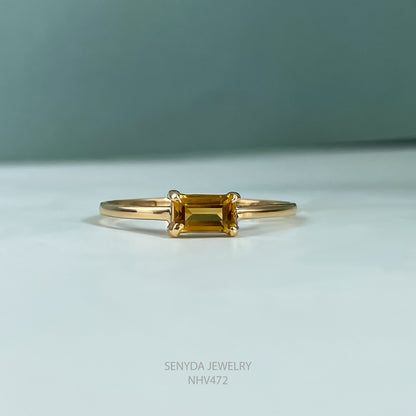 Citrine Baguette Ring - Radiant Elegance and Joyful Sophistication Combined Senyda Jewels