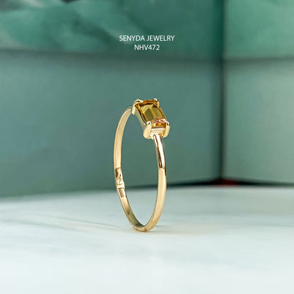 Citrine Baguette Ring - Radiant Elegance and Joyful Sophistication Combined Senyda Jewels