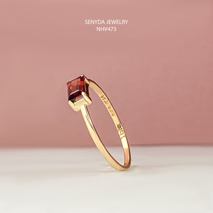 Garnet Baguette Gemstone Ring Senyda Jewels