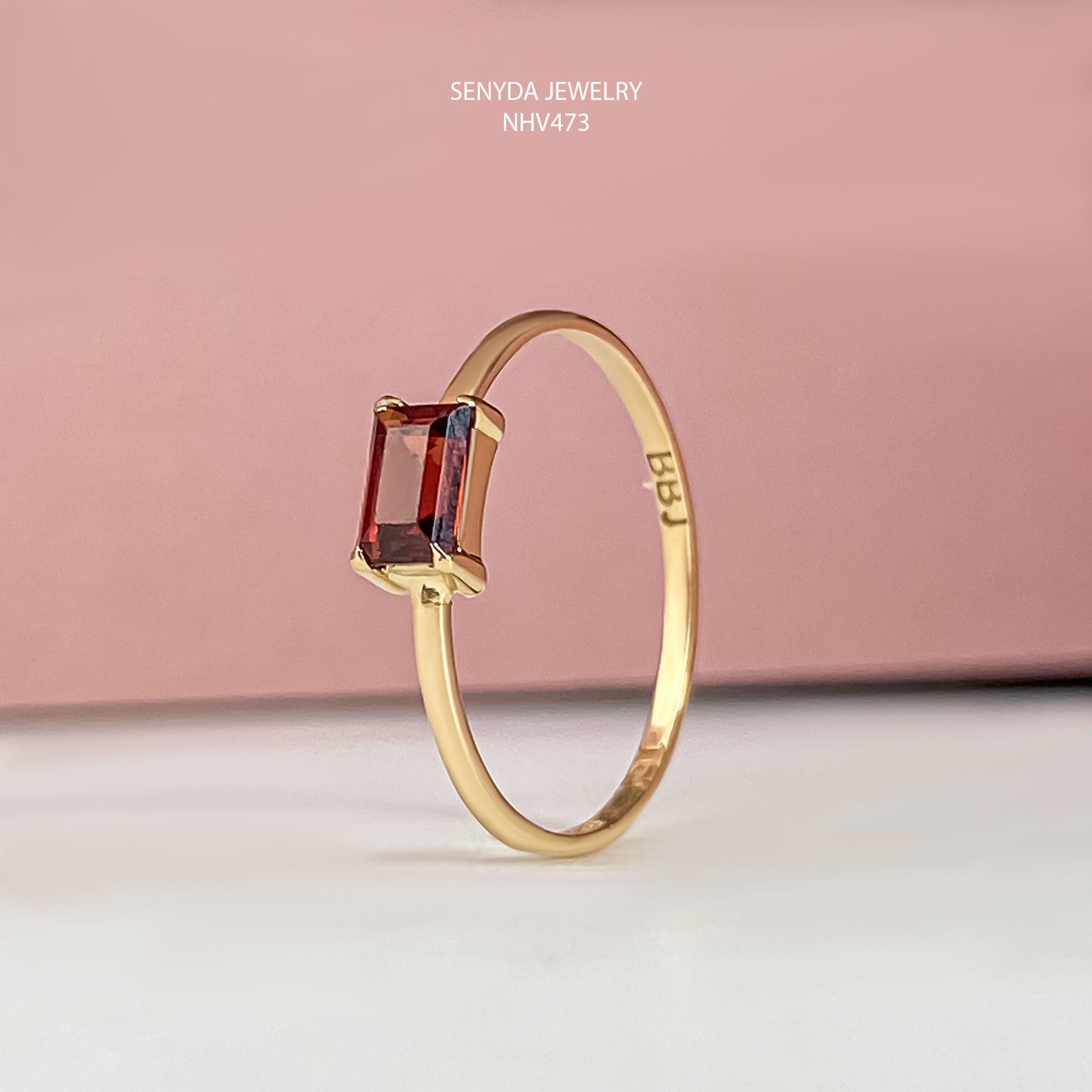 Garnet Baguette Gemstone Ring Senyda Jewels